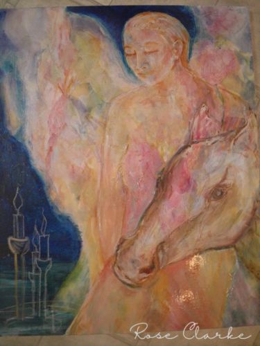 the Joruney painting horse candles and person