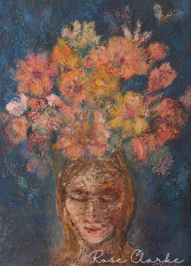 Flowers on my mind painting figurative with flowers