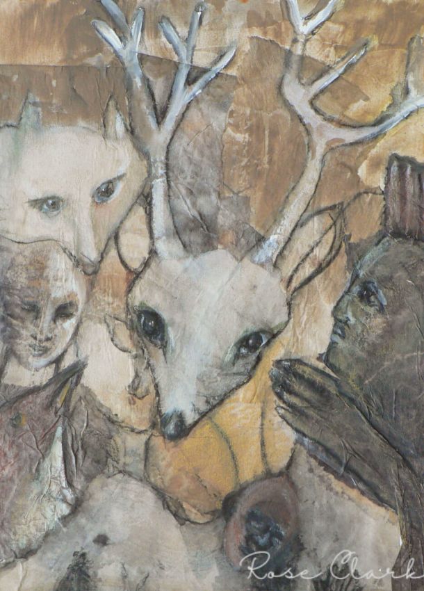 Wild things painting wolf and deer