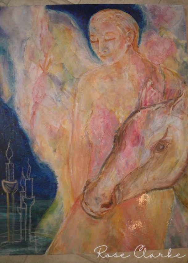 the Joruney painting horse candles and person