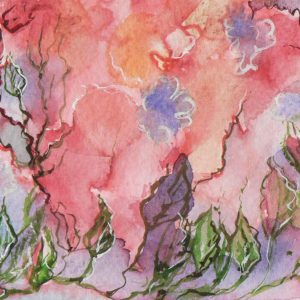 Peach Violet Vines painting by Rose Clarke