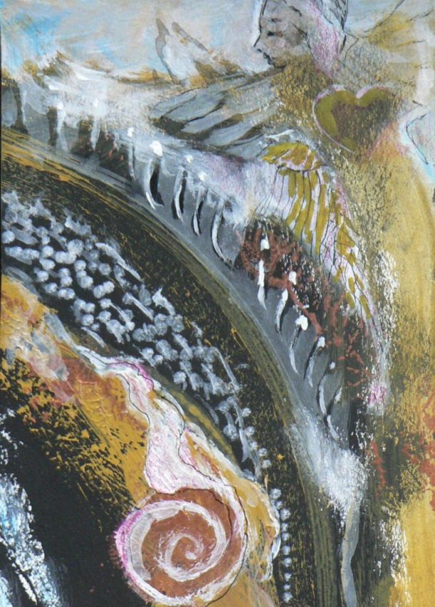 Angel Sepia painting by Rose Clarke