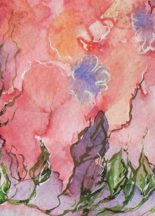 Peach Violet Vines painting by Rose Clarke