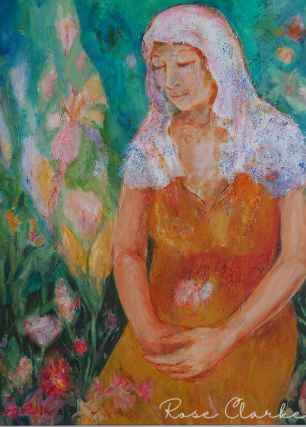 In the garden lady in the garden painting