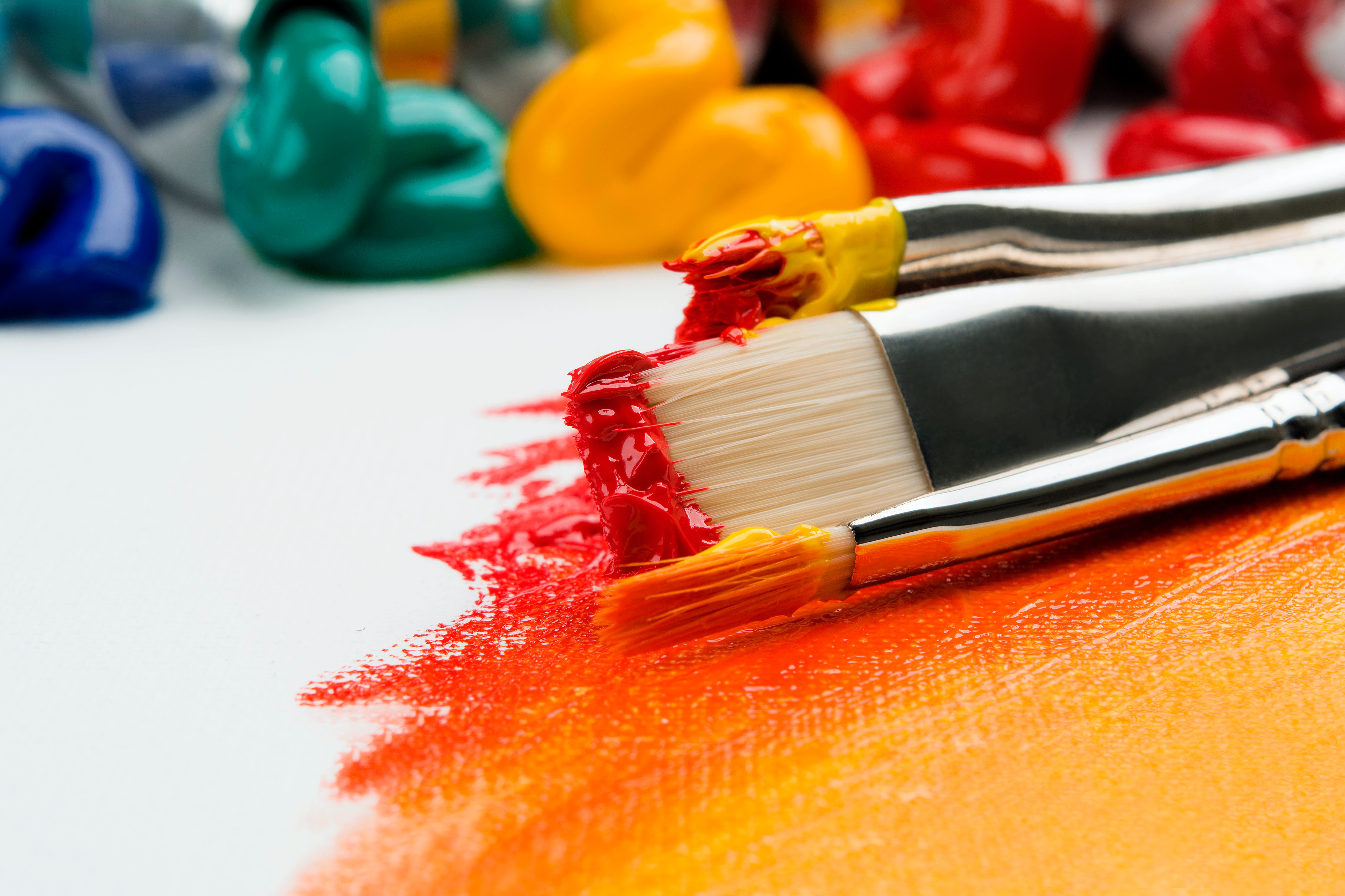 Paintbrushes on white surface Art Class sunshine Coast