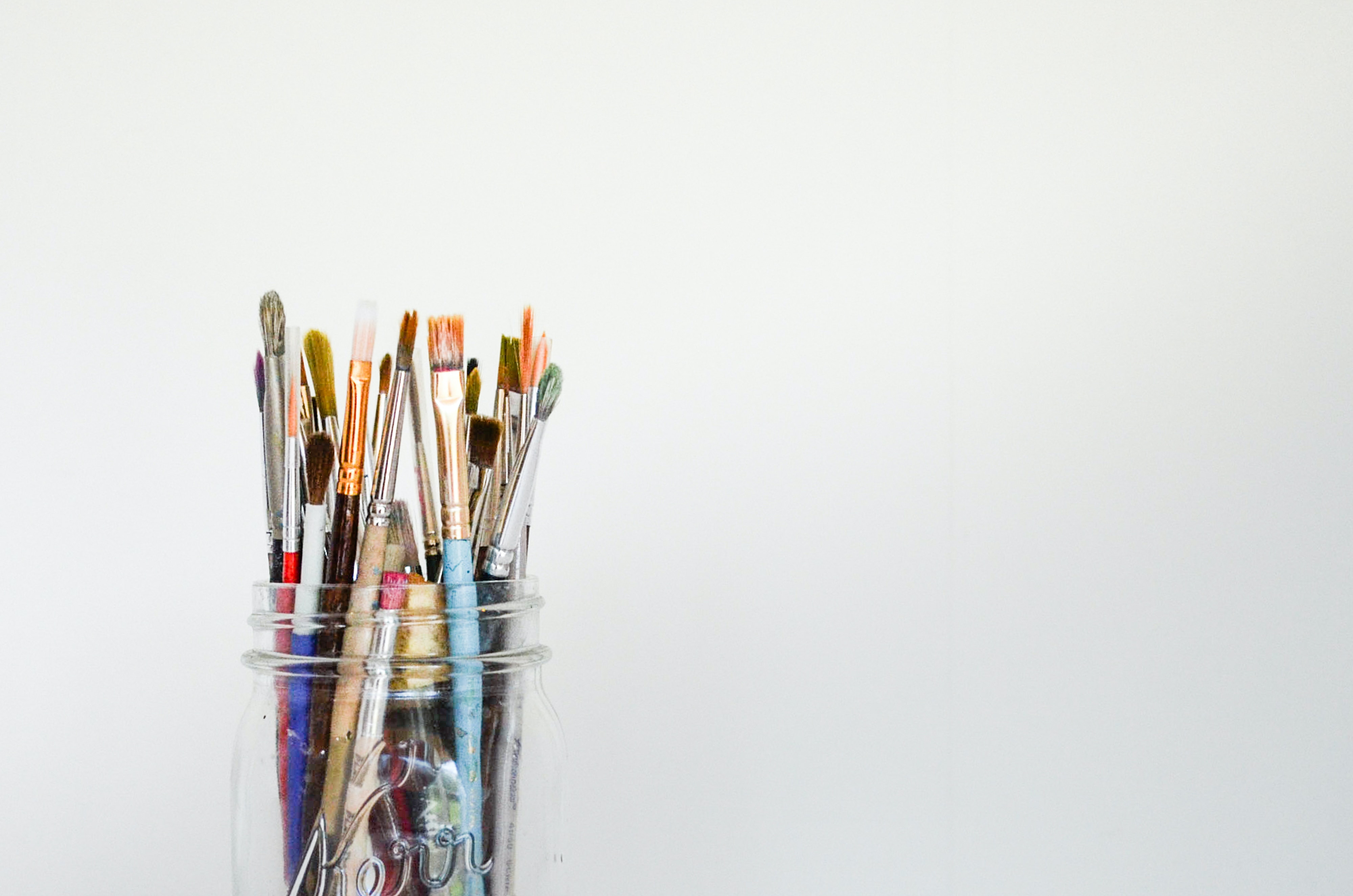 Paintbrushes on white background Art Therapy Sunshine Coast