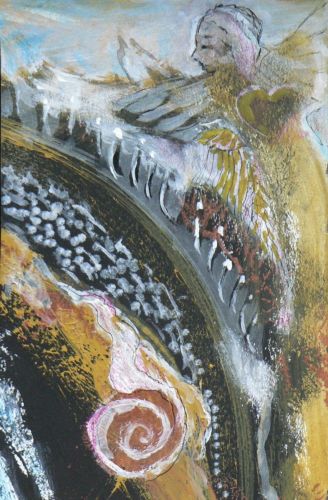Angel Sepia painting by Rose Clarke