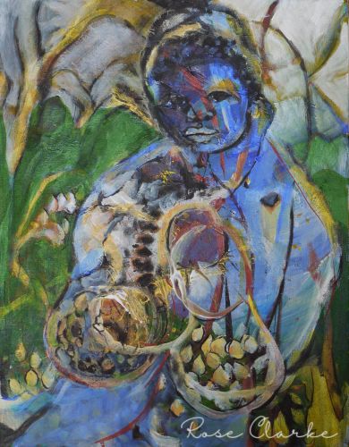 Offerings Painting Blue green and grey